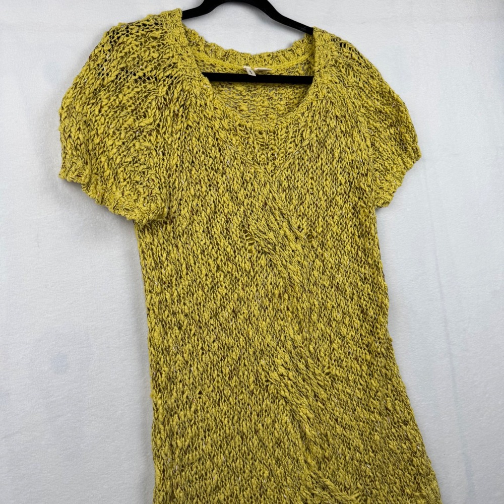 Moth Anthropologie Yellow Knit Dress‎ S Short Sleeve Mini Pullover